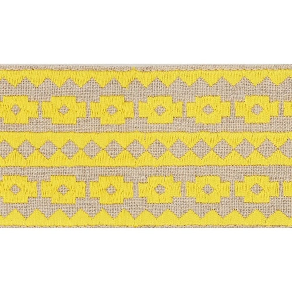 Schumacher 5.3 Yds Talitha Border Tape Yellow 2.75" Wide Trim Linen Embroidered